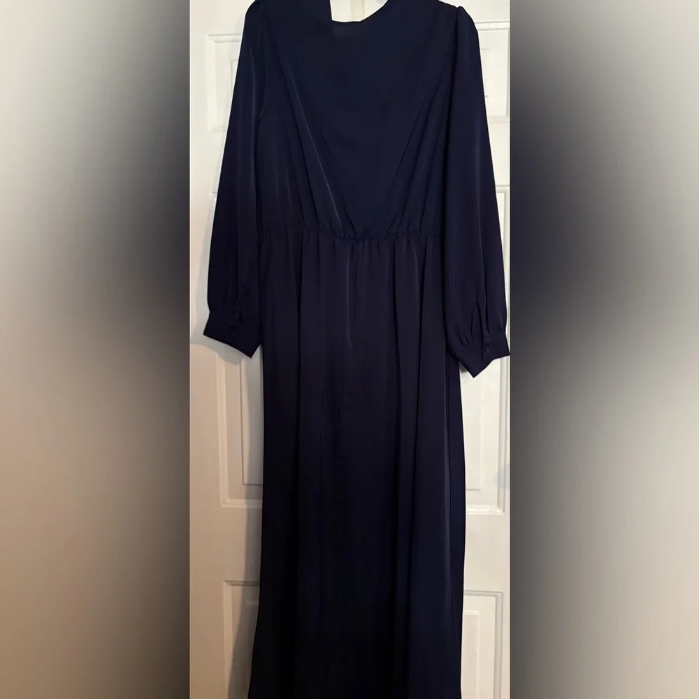 SHEIN Navy Long Sleeve Draped Maxi Dress - Picture 4 of 6